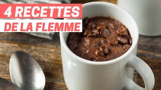 4 recettes DE LA FLEMME mug cake gnocchi flammekueche croissant jambon [upl. by Neelia]