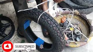 TVS JUPITER REAR TYRE CHANGE  FAT TYRE INSTALLED IN JUPITER CEAT TYRE [upl. by Karab935]