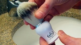 Omega Synthetic Shaving Brush Review [upl. by Ecnerolf819]