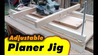 Planing wide Boards or Beams with Electric Hand Planer –Adjustable Thickness Planer Jig –Woodworking [upl. by Nickey]