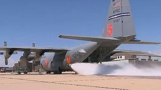 C130 Modular Airborne Fire Fighting System MAFFS Ground Discharge Test [upl. by Laehctim]