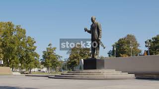 Wide Shot Of Statue Of Louis Armstrong In Louis Armstrong Park New Orleans Louisiana USA [upl. by Nomae]