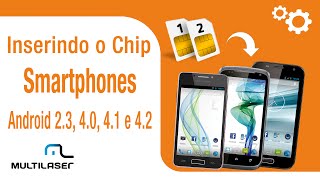 Como inserir o chip nos Smartphones Android 23 40 41 e 42  Multilaser [upl. by Ahsocin]