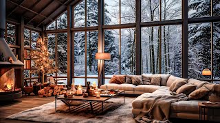 ❄Snowfall in Forest in Living Room with Relaxing Fireplace Sounds  Cozy Ambience for Work and Study [upl. by Taran]