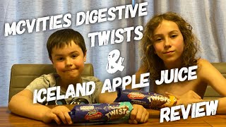 McVities Digestive Twists Biscuits amp Iceland 100 Pressed Apple Juice Review [upl. by Jeremie120]