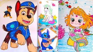 Paw patrol Stitch unicorn 🦄 and mermaid doll Colours for kids colors youtubevideo cartoon fyp [upl. by Lledraw]