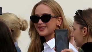 Jennifer LAWRENCE is all smiles 😁  DIOR Fashion show in Paris France 26092023 Spring Summer 2024 [upl. by Alisun]