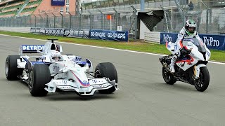 F1 Car vs Bike BMW Sauber F1 vs BMW S 1000 RR [upl. by Idolah]