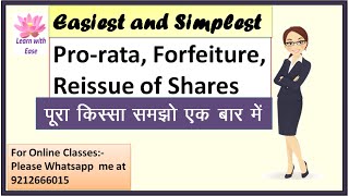 Forfeiture Of Shares Prorata Allotment Reissue of Shares Class 12 Accounts Issue Of Shares [upl. by Chatwin113]