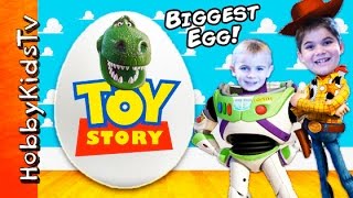 Giant TOY STORY Surprise Eggs with HobbyKidsTV [upl. by Adnolehs]