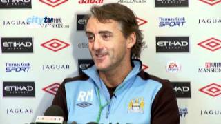 Manchester City v Aston Villa Roberto Mancinis press conference ahead of the game Part II [upl. by Attevroc]