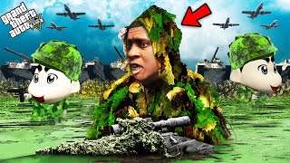 Franklin And Shinchan Join Military First Time In GTA 5  GTA 5 Mods [upl. by Gnav]