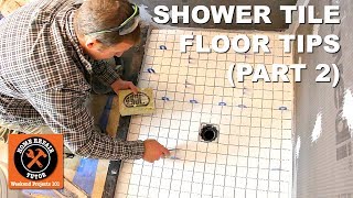 How to Tile a Shower Floor Part 2 Setting 2x2 Tiles [upl. by Hachmin]