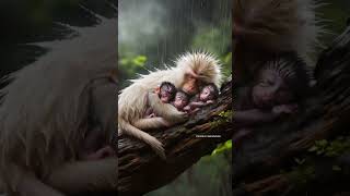 Peaceful Sleep in the Rain Mom and Baby 😴🌧️ monkey cutebabyanimals cute [upl. by Wightman]