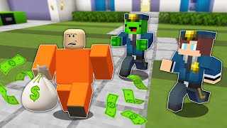 JJ and Mikey in ROBLOX POLICE CHALLENGE in Minecraft  Maizen animation [upl. by Anelis368]