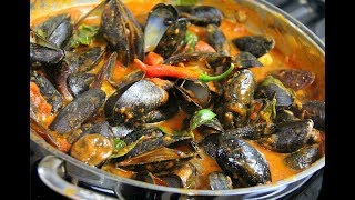 Mussels in a Spicy White Wine Tomato Sauce  CaribbeanPotcom [upl. by Haman]