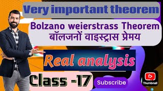 Lec17 Real analysis set theory Bolzano weierstrass theorem  very important theory Ritesh sir [upl. by Airrej]