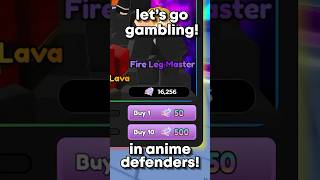 Gambling in ANIME DEFENDERS roblox animedefenders animeadventures towerdefense astd [upl. by Anauqahc707]