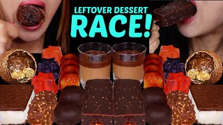 ASMR INTENSE LEFTOVER DESSERT RACE CHOCOLATE CARAMEL MOUSSE CUPS ICE CREAM BARS JELLY FERRERO 먹방 [upl. by Eehtomit625]