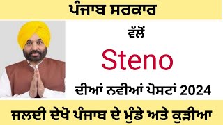 Punjab Steno Typist Vacancy 2024  Punjab Steno Typist Recruitment 2024 [upl. by Niklaus137]