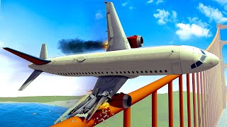 Plane CRASHES Into Huge Bridge  Besiege Gameplay [upl. by Hallerson]