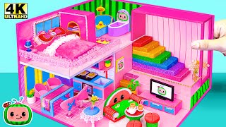 How To Make Pink Unicorn House with Bunk Bed Rainbow Stairs from Polymer Clay  DIY Miniature House [upl. by Katerina91]