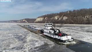 Towboats Getting Stuck in Ice on the Mississippi [upl. by Aura]