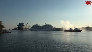 20092024 Warnemünde das Kreuzfahrtschiff Mein Schiff 7 beim Auslaufen aus dem Seekanal um 17 Uhr [upl. by Cindelyn826]