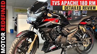 2023 TVS Apache 180 RM BT Black Detailed Review  Price Features Mileage amp Exhaust Sound [upl. by Annaeiluj479]