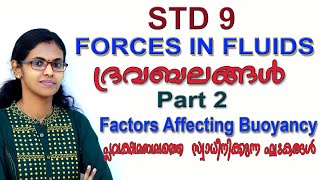 Forces In Fluids Factors Affecting BuoyancyClass 9 Physics Part 2  Malayalam [upl. by Notecnirp]