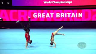 Great Britain GBR  2022 Acrobatic Worlds Baku AZE  Dynamic Qualification Mixed Pair [upl. by Aninad]