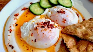 Poached Eggs on Creamy Cottage Cheese Cilbir Turkish Eggs [upl. by Lopez91]