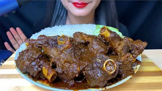 EATING SPICY MUTTON CURRY WITH WHITE RICESALADASMR EATING SOUNDSREAL MUKBANG [upl. by Ainoloppa]