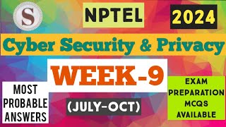 Cyber Security and Privacy  Week9 Assignment Answers 2024  NPTEL nptel2024 [upl. by Meadow]