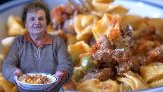 Make Linas pasta with sausage and peas two ways  Pasta Grannies [upl. by Ozen]