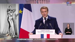 Panthéonisation de Joséphine Baker  le discours dEmmanuel Macron [upl. by Anyrak886]