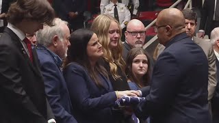 Widow of fallen Deputy US Marshal Thomas Weeks presented with American flag [upl. by Arabele]