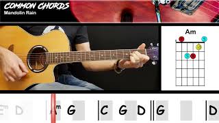 Mandolin Rain  Bruce Hornsby  EASY GUITAR CHORDS  Common Chords [upl. by Royo]