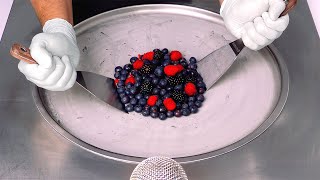 Berry Ice Cream Rolls  ASMR  how to make Blueberry  Blackberry  Raspberry to Berry Ice Cream [upl. by Annail]