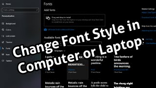 How To Change Font Style in Computer  How to change the default Windows 10 system font  2021 [upl. by Hyland]