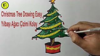 YILBAŞI AĞACI NASIL ÇİZİLİRNOEL ÇAM AĞACI RESMİYILBAŞI ÇAMI BOAYAMA [upl. by Nnylak]