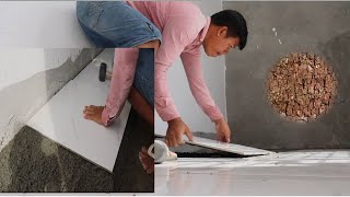 How To Installation Ceramic Tiles Ground Floor 60x60 cm Ceramic Tiles  Construction Technology [upl. by Dodds92]