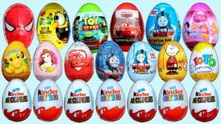 20 Surprise Eggs 7 Kinder Surprise Disney Pixar Cars 2 Thomas Spongebob [upl. by Aniretake]