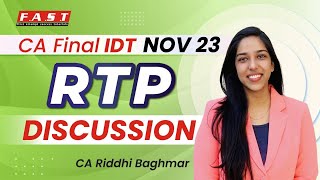 CA FINAL IDT Revision Test Paper RTP NOV23  CA Riddhi Baghmar [upl. by Maisie]