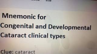 Mnemonic for congenital and developmental cataract [upl. by Ethe]