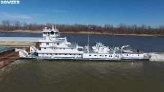 The Big Towboat Sally Archer Pushing 49 Empties Northbound [upl. by Enelrae]