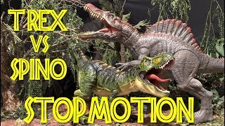 TREX vs SPINOSAURUS  Stop Motion  Jurassic Repaints JP [upl. by Erdnael]