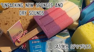 ASMR SPONGES Unpacking amp dry sounds new sponges  NO TALKING ASMR  Enjoy🥰💜 [upl. by Valenka168]