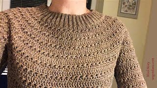 Warm Crochet Top Down Sweater with Sleeves  Heklani džemper [upl. by Namruht467]