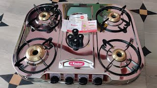 Khaitan 4 Burner Gas Stove Unboxing amp Review  Khaitan Gas Stove Unboxing  Khaitan Gas Stove [upl. by Aerdnwahs949]